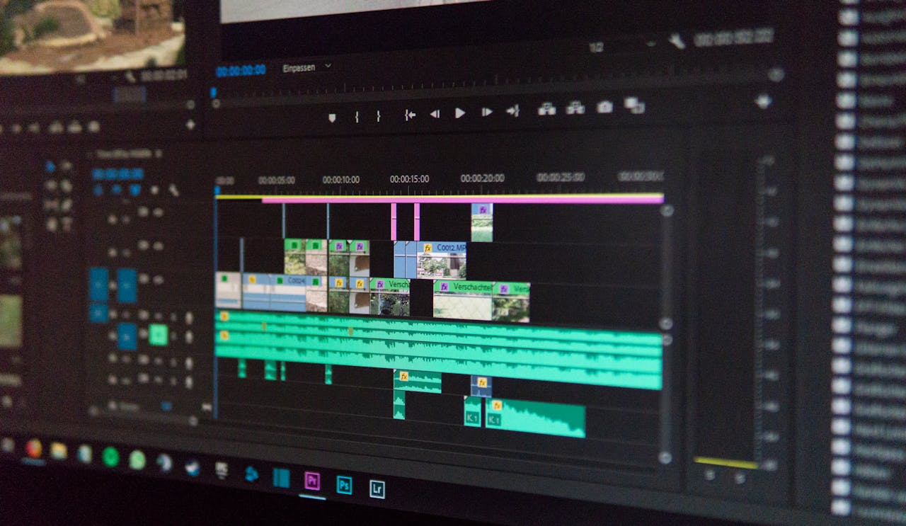 Mastering the First Impression: Your intriguing post title goes here Close-up of a video editing timeline interface on a computer screen, showcasing professional software in action.